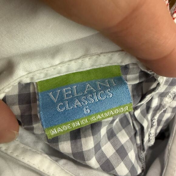 Velani Classic Gray White Check Smock Santa Girls Dress Size 6 - Picture 3 of 4